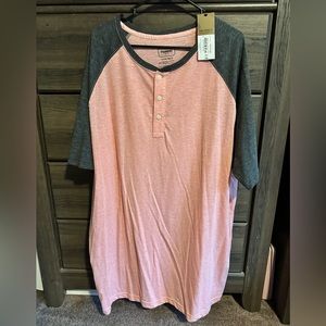 (2) Foundry Supply Company Short Sleeve Three Button Up Shirt, Coral & Blue